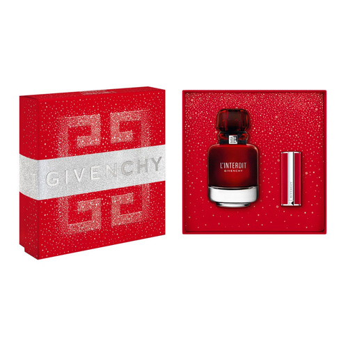 Givenchy L'Interdit Eau de Parfum Rouge zestaw - woda perfumowana  50 ml + Lipstick Le Rouge Deep Velvet   1,5 g - 37 Rouge Grainé