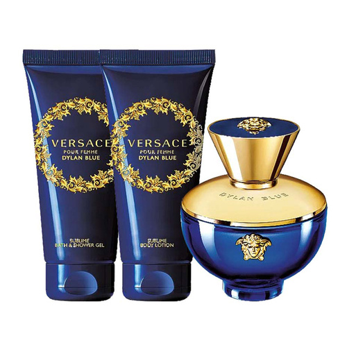 Versace pour Femme Dylan Blue zestaw - woda perfumowana  50 ml + balsam do ciała  50 ml + żel pod prysznic  50 ml