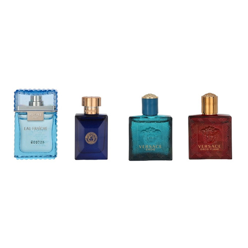 Versace zestaw miniaturek - Man Eau Fraiche EDT 5 ml + Versace Pour Homme Dylan Blue EDT 5 ml + Eros EDT 5 ml + Eros Flame EDP 5 ml OUTLET