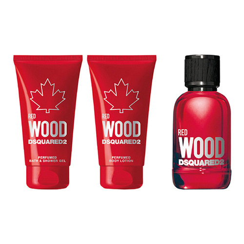 Dsquared2 Red Wood zestaw - woda toaletowa  50 ml + balsam do ciała  50 ml + żel pod prysznic  50 ml