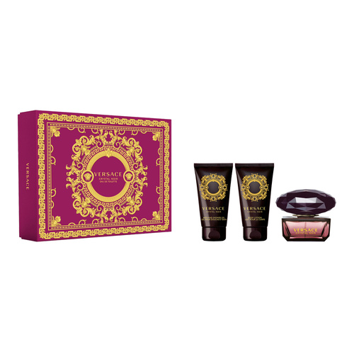 Versace Crystal Noir  zestaw - woda toaletowa  50 ml + balsam do ciała  50 ml + żel pod prysznic  50 ml