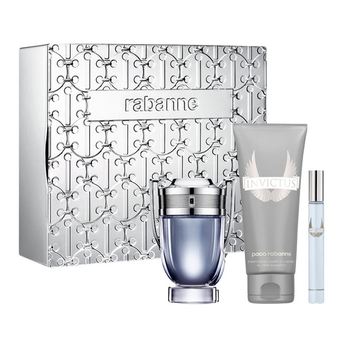 Paco Rabanne Invictus  zestaw - woda toaletowa 100 ml + woda toaletowa 10 ml spray + żel pod prysznic 100 ml