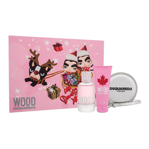 Dsquared2 Wood for Femme  zestaw - woda toaletowa 100 ml + żel pod prysznic 100 ml + portfel