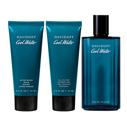 Davidoff Cool Water zestaw - woda toaletowa 125 ml + balsam po goleniu  75 ml + żel pod prysznic  75 ml