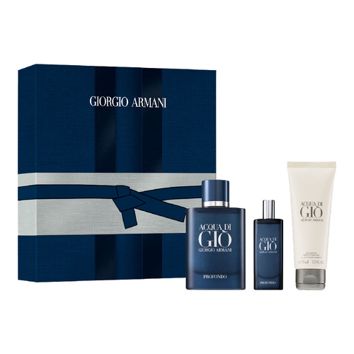 Giorgio Armani Acqua di Gio Profondo zestaw - woda perfumowana  75 ml + woda perfumowana 15 ml + żel pod prysznic 75 ml