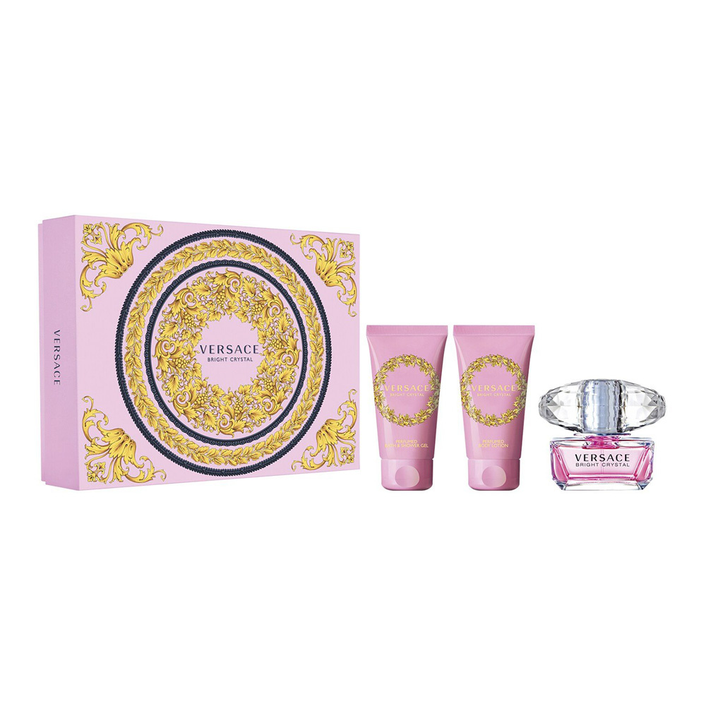 Versace Bright Crystal zestaw - woda toaletowa 50 ml + balsam do ciała 50 ml + żel pod prysznic 50 ml