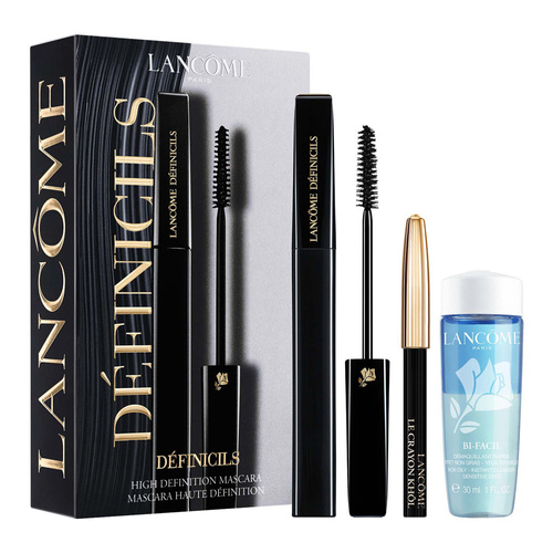 Lancome Mascara zestaw - Definicils Infini tusz do rzęs 6,5 ml - 01 Noir + Bi-Facil Make-up Remover 30 ml + Mini Crayon Khol 0,7 g