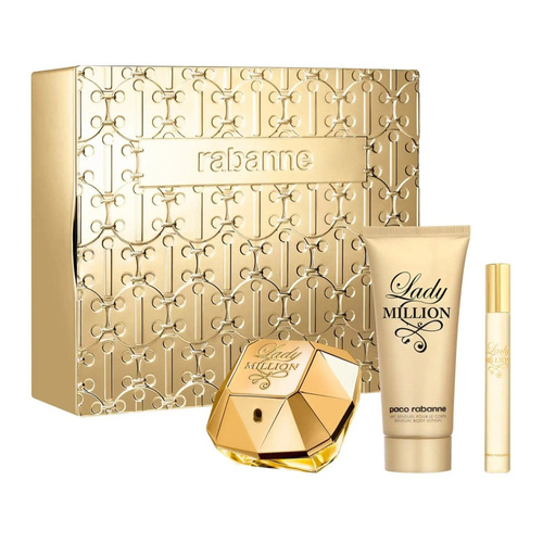 Paco Rabanne Lady Million zestaw - woda perfumowana 80 ml + woda perfumowana 10 ml + balsam do ciała 100 ml