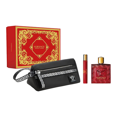 Versace Eros Flame zestaw - woda perfumowana 100 ml + woda perfumowana  10 ml + kosmetyczka