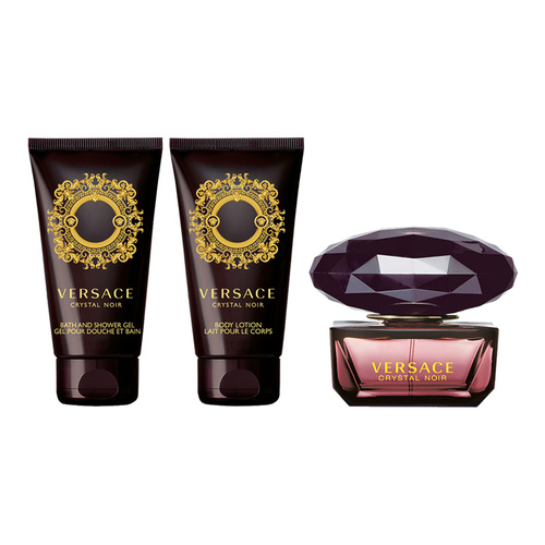 Versace Crystal Noir  zestaw - woda toaletowa  50 ml + balsam do ciała  50 ml + żel pod prysznic  50 ml