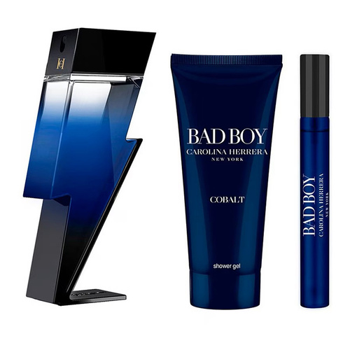 Carolina Herrera Bad Boy Cobalt zestaw - woda perfumowana 100 ml + woda perfumowana  10 ml + żel pod prysznic 100 ml