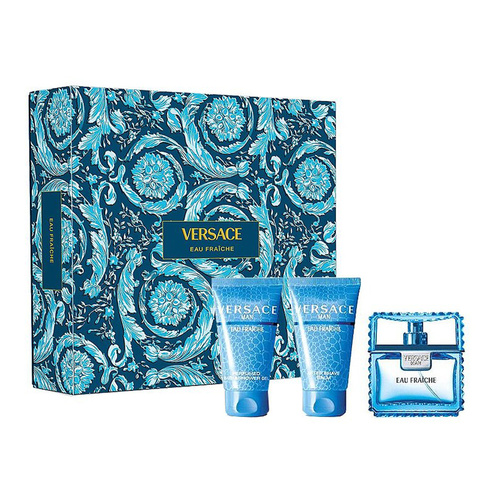 Versace Man Eau Fraiche zestaw - woda toaletowa  50 ml + balsam po goleniu  50 ml + żel pod prysznic  50 ml