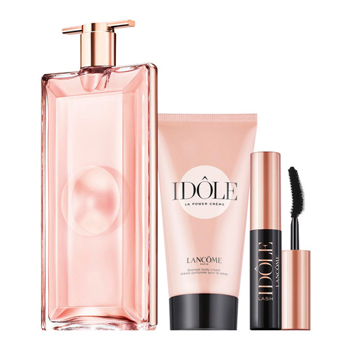 Lancome Idole zestaw - woda perfumowana  50 ml + krem do ciała  50 ml + tusz do rzęs Lash Idole   2,5 ml - 01 Glossy Black OUTLET