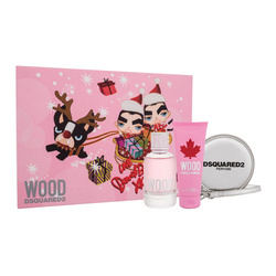 Dsquared2 Wood for Femme  zestaw - woda toaletowa 100 ml + żel pod prysznic 100 ml + portfel