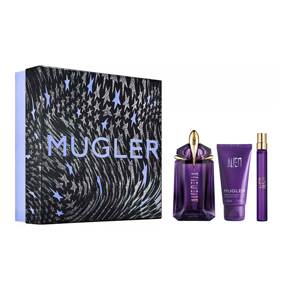 Mugler Alien zestaw - woda perfumowana 60 ml + woda perfumowana 10 ml + balsam do ciała 50 ml OUTLET