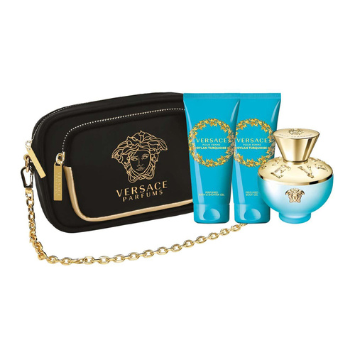 Versace Pour Femme Dylan Turquoise zestaw - woda toaletowa 100 ml + żel do ciała 100 ml + żel pod prysznic 100 ml + kosmetyczka