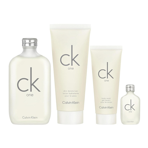 Calvin Klein ck one zestaw - woda toaletowa 200 ml + woda toaletowa  15 ml + balsam do ciała 200 ml + żel pod prysznic 100 ml