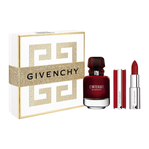 Givenchy L'Interdit Eau de Parfum Rouge zestaw - woda perfumowana 50 ml + Lipstick Le Rouge Deep Velvet 1,5 g - 37 Rouge Grainé
