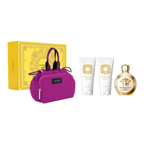 Versace Eros pour Femme zestaw - woda perfumowana 100 ml + balsam do ciała 100 ml + żel pod prysznic 100 ml + torebka