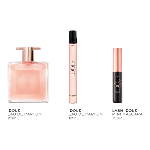 Lancome Idole zestaw - woda perfumowana 25 ml + woda perfumowana 10 ml + tusz do rzęs Lash Idole 2,5 ml - 01 Glossy Black