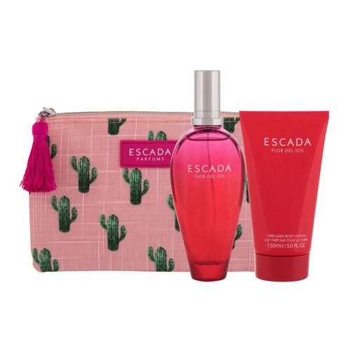 Escada Flor del Sol zestaw - woda toaletowa 100 ml + balsam do ciała 150 ml + kosmetyczka