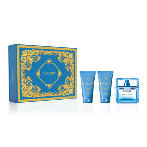 Versace Man Eau Fraiche zestaw - woda toaletowa  50 ml + balsam po goleniu  50 ml + żel pod prysznic  50 ml