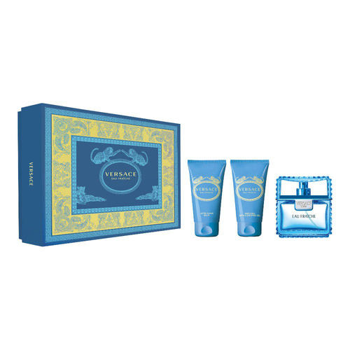 Versace Man Eau Fraiche zestaw - woda toaletowa  50 ml + balsam po goleniu  50 ml + żel pod prysznic  50 ml