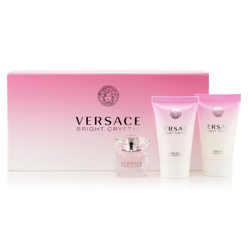 Versace Bright Crystal  zestaw - woda toaletowa   5 ml bez sprayu + balsam do ciała  25 ml + żel pod prysznic  25 ml 