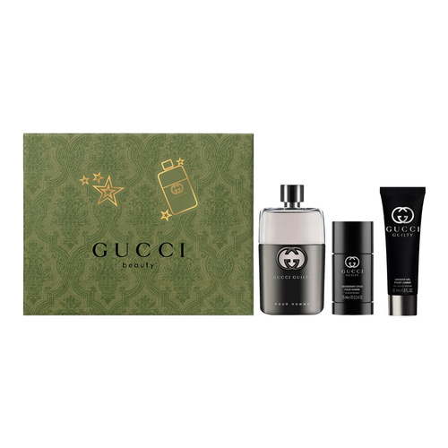 Gucci Guilty pour Homme zestaw - woda toaletowa 90 ml + dezodorant sztyft 75 ml + żel pod prysznic 50 ml