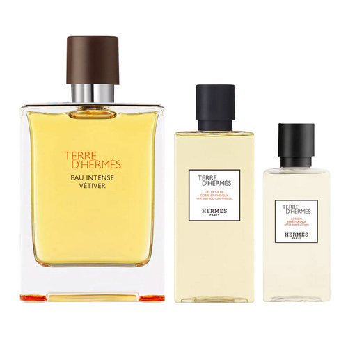 Hermes Terre d'Hermes Eau Intense Vetiver zestaw - woda perfumowana 100 ml + woda po goleniu   40 ml + żel pod prysznic  80 ml
