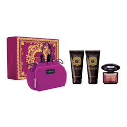 Versace Crystal Noir zestaw - woda toaletowa  90 ml + balsam 100 ml + żel pod prysznic 100 ml + kosmetyczka