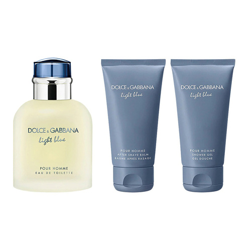 Dolce & Gabbana Light Blue pour Homme zestaw - woda toaletowa 125 ml + balsam po goleniu  50 ml + żel pod prysznic  50 ml