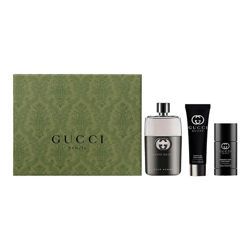 Gucci Guilty pour Homme  zestaw - woda toaletowa  90 ml + dezodorant sztyft  75 ml + żel pod prysznic  50 ml
