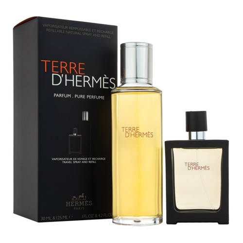 Hermes Terre d'Hermes  zestaw - perfumy  30 ml z możliwością uzupełnienia + perfumy 125 ml zapas
