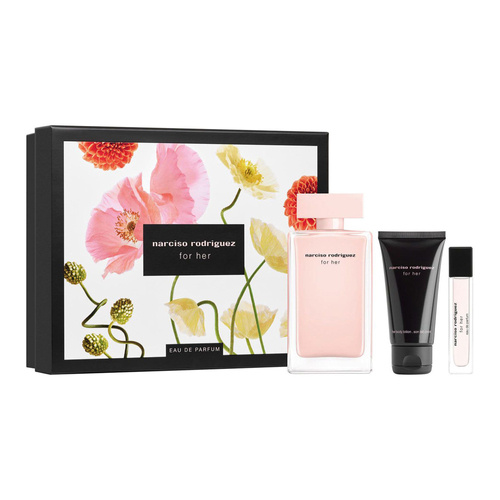 Narciso Rodriguez For Her zestaw - woda perfumowana 100 ml + woda perfumowana  10 ml + balsam do ciała  50 ml