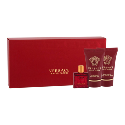 Versace Eros Flame zestaw - woda perfumowana   5 ml + balsam po goleniu 25 ml + żel pod prysznic 25 ml