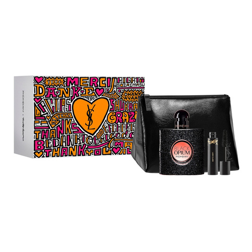 Yves Saint Laurent Black Opium zestaw - woda perfumowana  50 ml + Mini Mascara Lash Clash   2 ml + Kosmetyczka